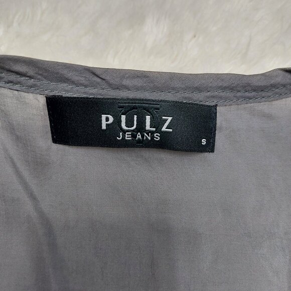 Pulz Jeans Women’s Gray Silk Blend 3/4 Sleeves Blouse Tunic Dress Size S - Picture 7 of 10